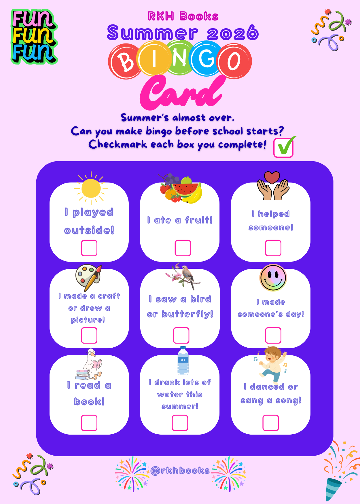 Free Back to School Bingo Card